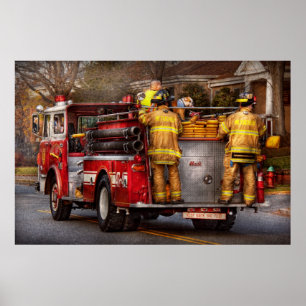 Poster Bombeiro - departamento dos bombeiros de Metuchen