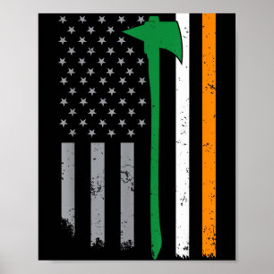 Poster Bombeiro Irlandês Bandeira Americana Legal Dia de