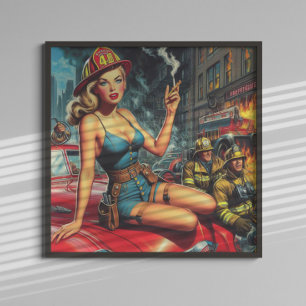 Poster Bombeiro Pin-up