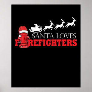 Poster Bombeiro Presente de Natal Homem de Fogo