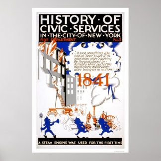 Pôster Bombeiro Steam NYC 1936 WPA