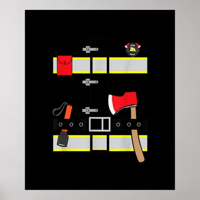 Poster Bombeiro Uniforme Bombeiro Figurino Halloween DIY (Frente)