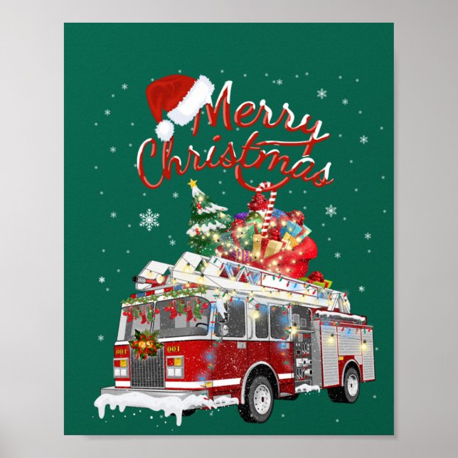 Poster Bombeiros de Papai noel Sleigh Fireman (Frente)