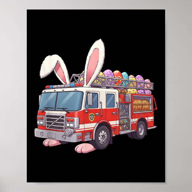 Poster Bombeiros de Páscoa de Bunny Páscoa Day (Frente)
