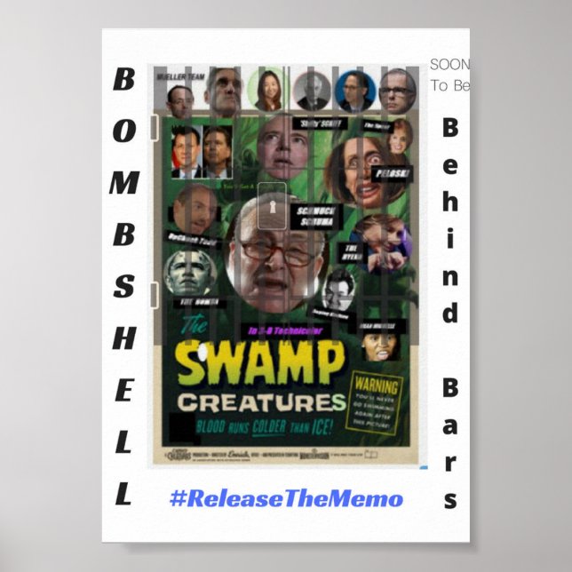 Pôster BOMBSHELL Swamp Criaturas Logo Atrás De Bares (Frente)
