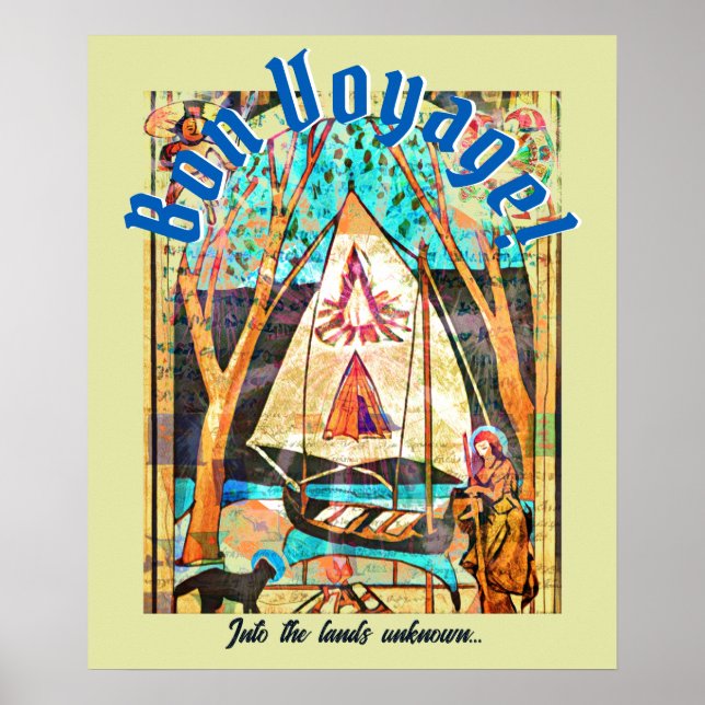 Poster Bon Voyage Boat Cat Pilgrim (Frente)