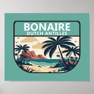 Poster Bonaire - Antilhas Neerlandesas Retro Emblem