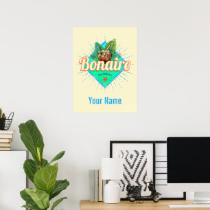 Poster Bonaire Caribe retro férias vintage Island