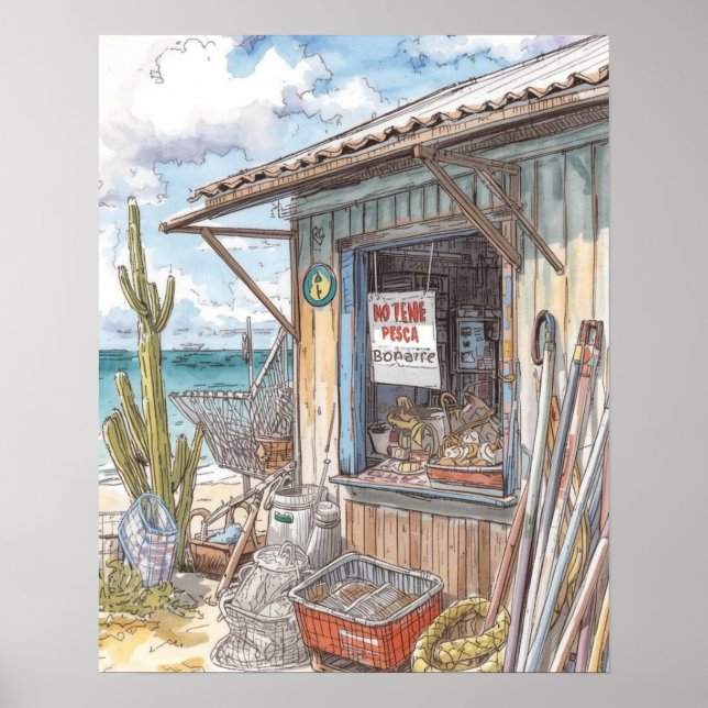 Poster Bonaire fish shack sold out (Frente)