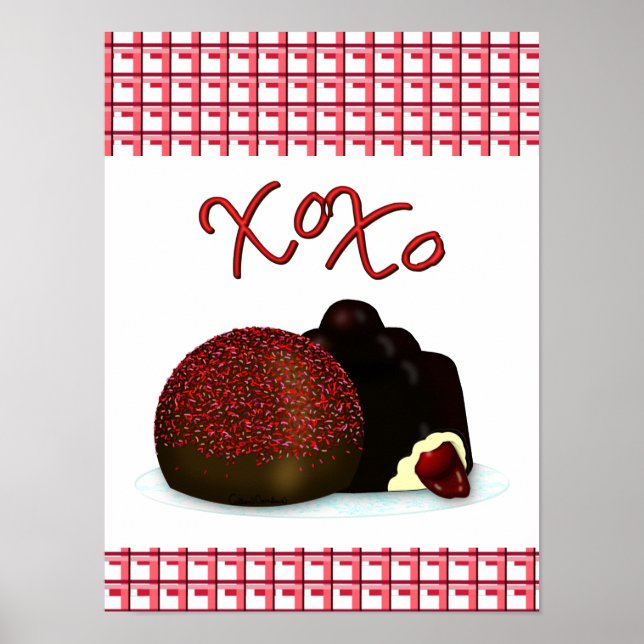 Poster Bonbon e Chocolate Negro do Namorados XOXO (Frente)