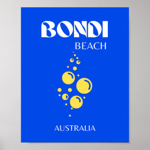 Poster Bondi Beach, Bondi Beach Viagem Art, Blue