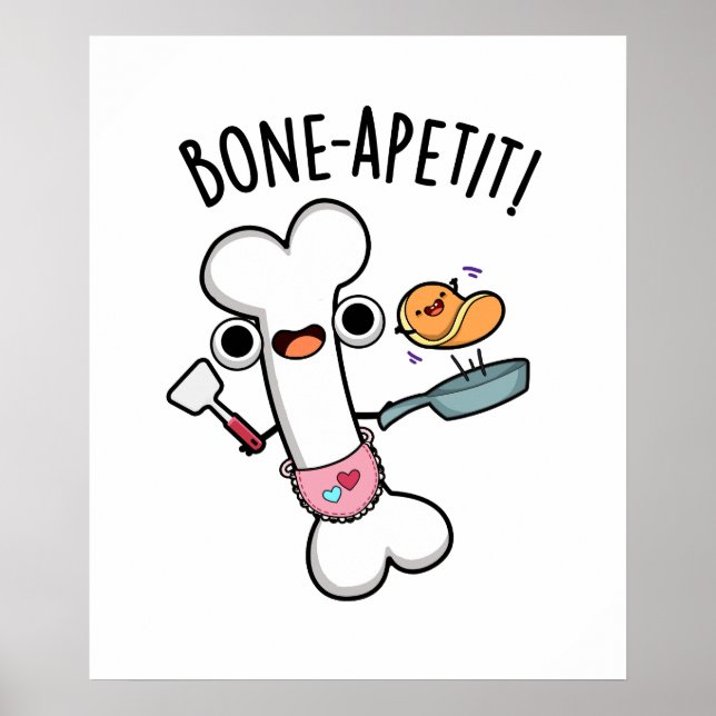 Poster Bone Apetit Funny Cozinhar Pun (Frente)