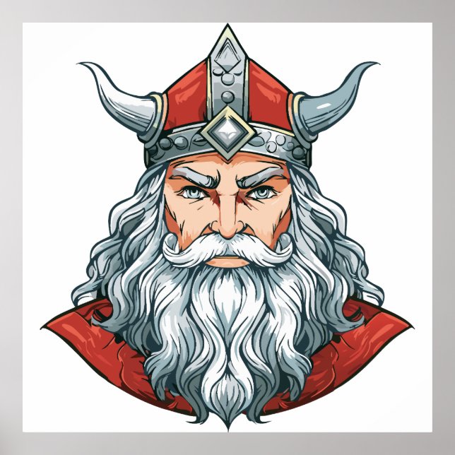 Poster Boné de Caminhoneiro com Retrato do Deus Odin (Frente)