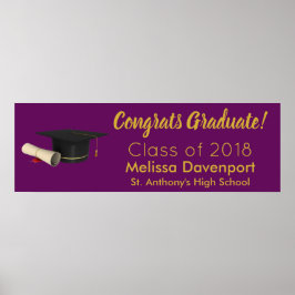 Poster Boné de formatura e Formando de Parabéns Diploma