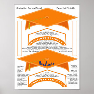 Poster boné de formatura Laranja Papel Chapéus Formando A