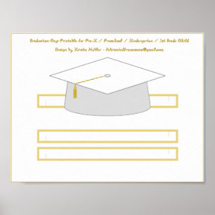 Poster Boné de formatura White Paper Hat Printable
