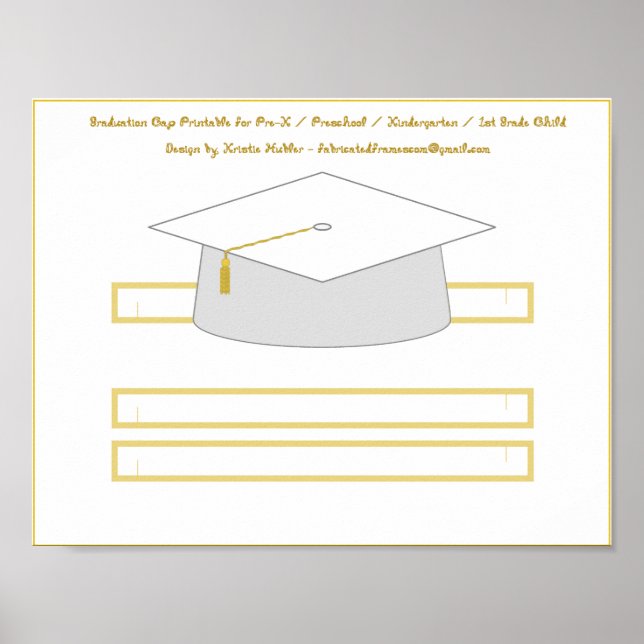 Poster Boné de formatura White Paper Hat Printable (Frente)