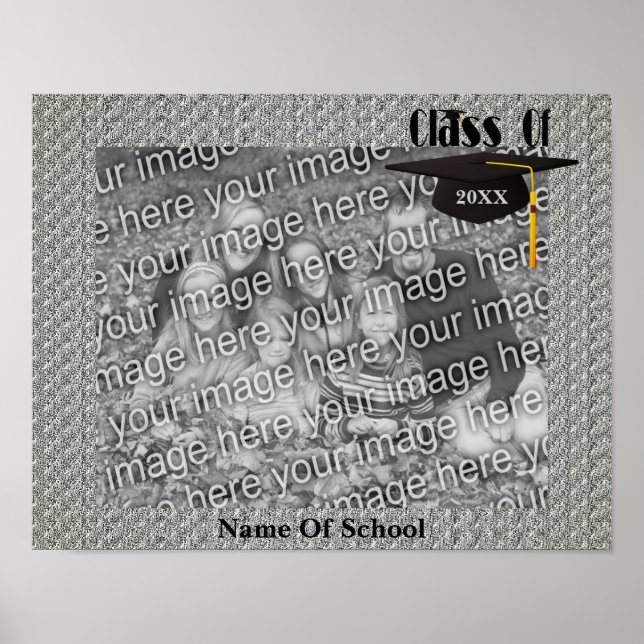 Poster Boné E Quadro De Graduação De Tassel Adicionam Sua (Frente)