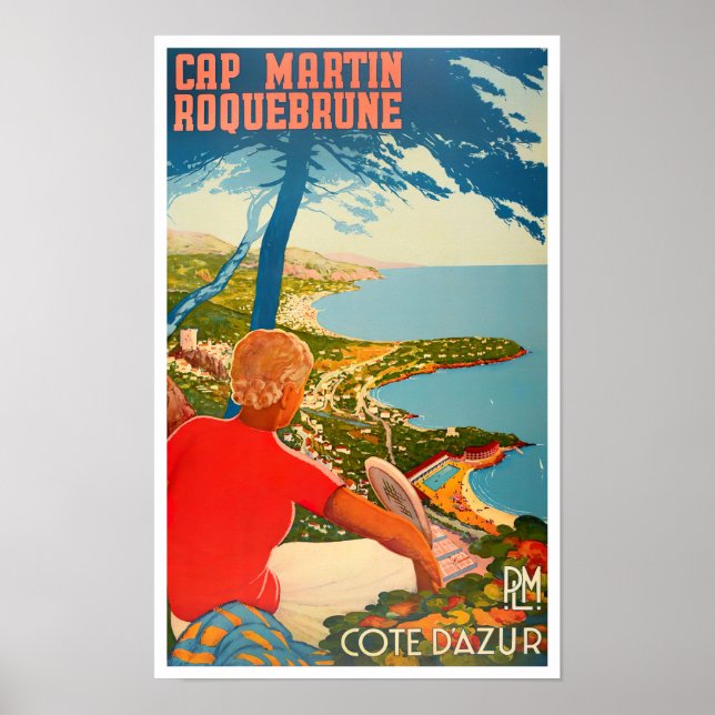 Poster Boné Martin Roquebrune France viagens vintage (Frente)
