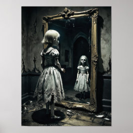 Poster Boneca amaldiçoada em atmosfera de espelho de terr