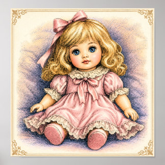 Poster Boneca antiga vintage