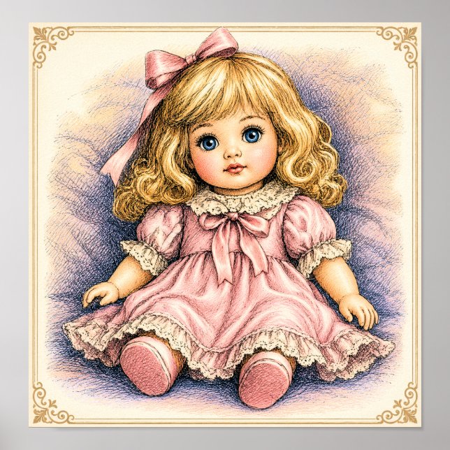 Poster Boneca antiga vintage (Frente)