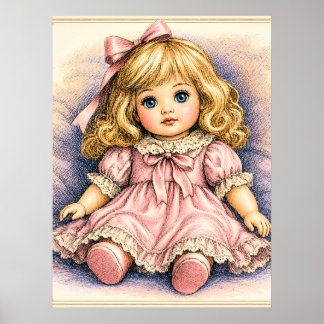 Poster Boneca antiga vintage