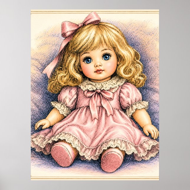 Poster Boneca antiga vintage (Frente)
