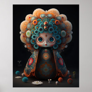 Poster Boneca de Animação Colorida 3D - Takashi Murakami