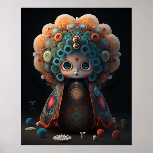 Poster Boneca de Animação Colorida 3D - Takashi Murakami (Frente)