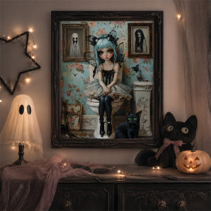 Poster Boneca de Fada Gótica Fofa Arte de Parede de Hallo