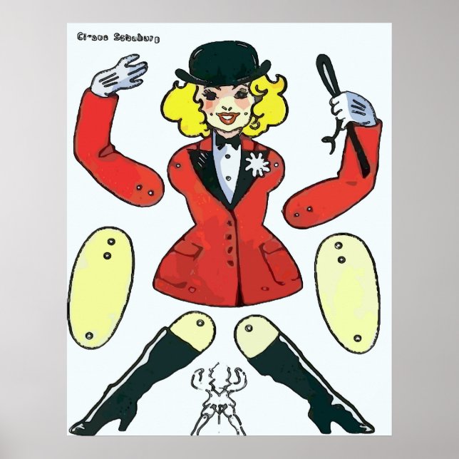 Pôster Boneca de papel, cavaleira equestre (Frente)