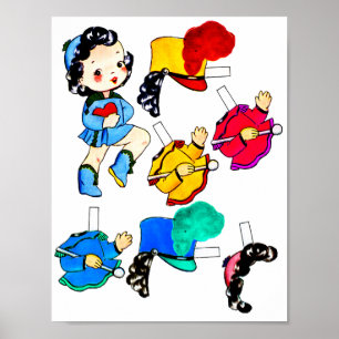 Poster Boneca de papel de Banda de escola corta