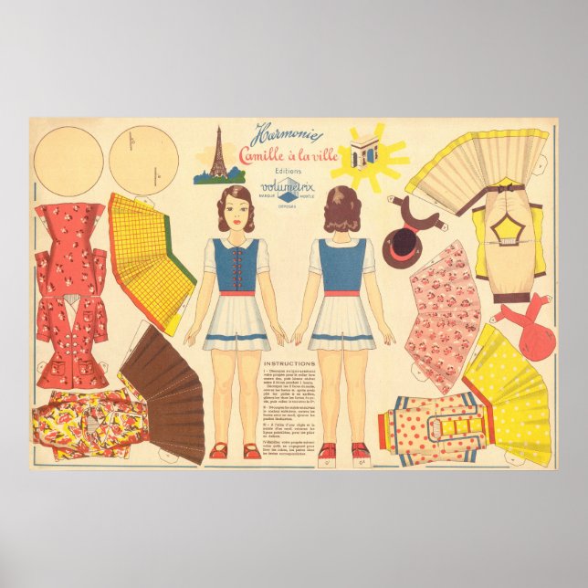 Poster Boneca de papel Vintage (Frente)
