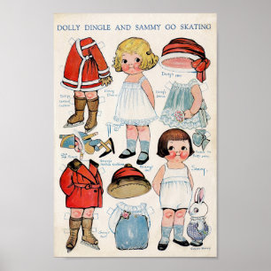 Poster Boneca de papel Vintage