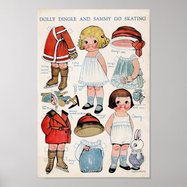 Poster Boneca de papel Vintage (Frente)