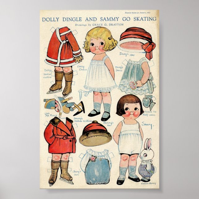 Poster Boneca de papel Vintage (Frente)