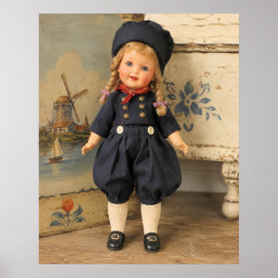 Poster Boneca de porcelana antiga em ambiente holandês