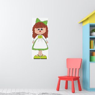 Poster Boneca de Trapo Menina Vestido Verde Bolinhas