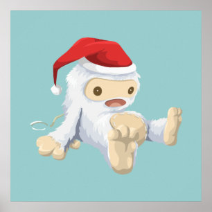 Poster Boneca do Yeti do Natal que veste um chapéu do