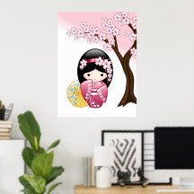 Boneca Kokeshi da Primavera - Garota Geisha Japone