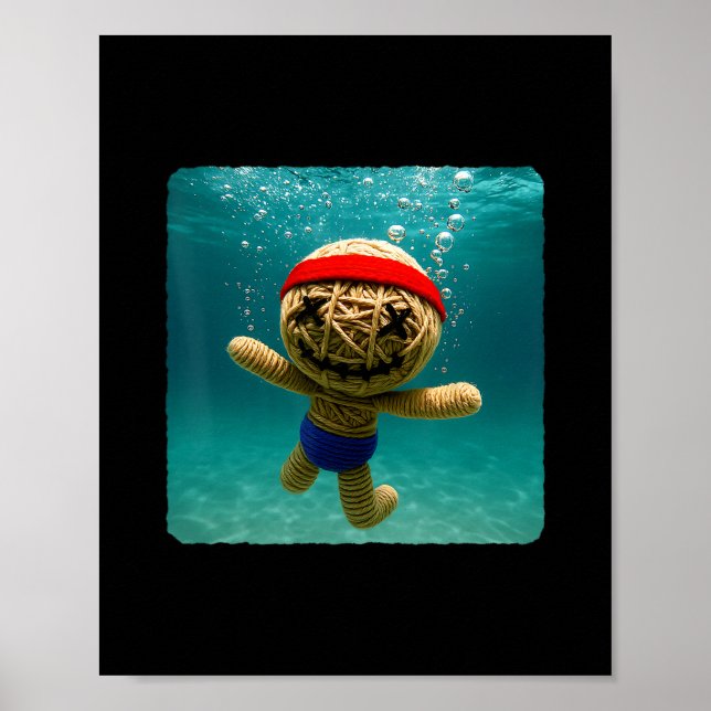Poster Boneca Voodoo Mergulhando Debaixo d'Água Oceano Na (Frente)