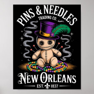 Poster Boneca Voodoo Mística Nova Orleans Ns e Agulhas Ar