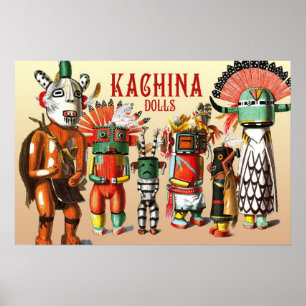 Pôster Bonecas de Kachina do tribo do nativo americano do