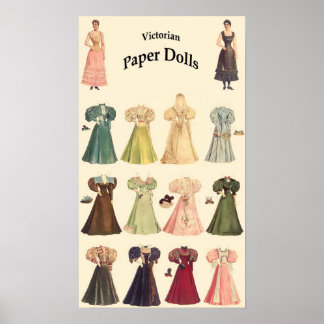 Pôster Bonecas de papel Vintage, 2 de 2, Fundo Cream