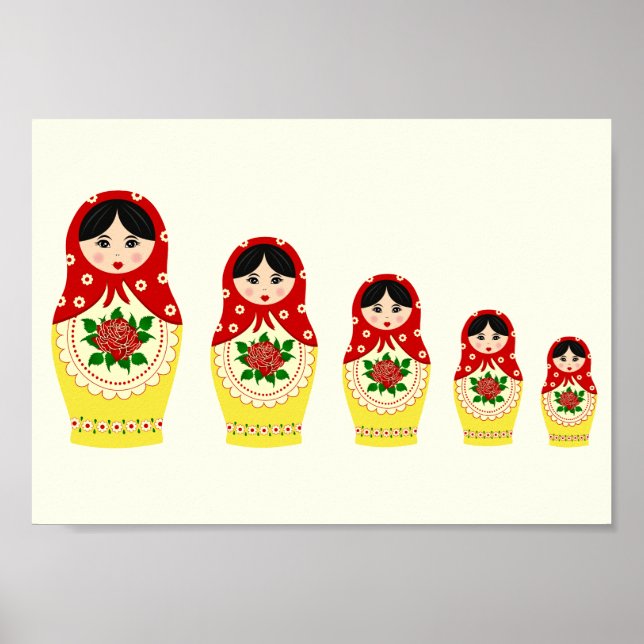 Poster Bonecas para nidificação de matryoshka da Rússia v (Frente)