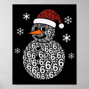 Poster Boneco de Neve 67 Seis Sete 6 7 Meme Natal Engraça