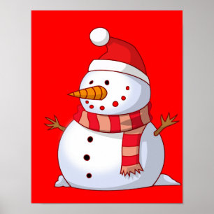 Poster Boneco de neve bonito do Natal