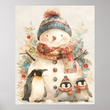 Boneco de Neve Caprichoso Pinguins Decoração de In