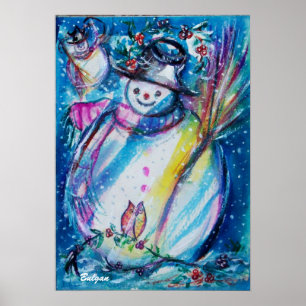 PÔSTER BONECO DE NEVE COM CORUJA
